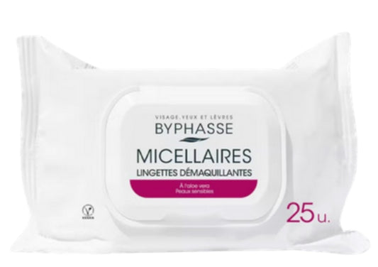 LINGETTES DÉMAQUILLANTES MICELLAIRES 0% ALCOOL (25 LINGETTES PAR PAQUET) BYPHASSE