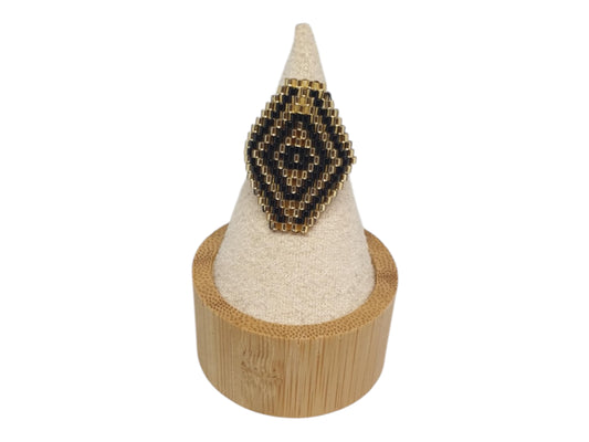 BAGUE EN PERLE RÉGLABLE SUPPORT DORÉ